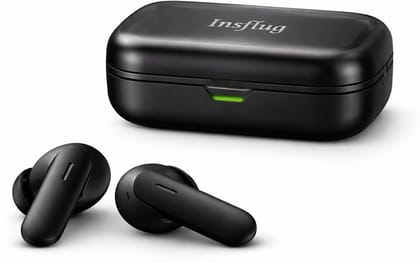 Insflug BuzzPro Wireless Bluetooth Earbuds with Case, Long Battery Life, Deep Bass Bluetooth Headset (Black, True Wireless
