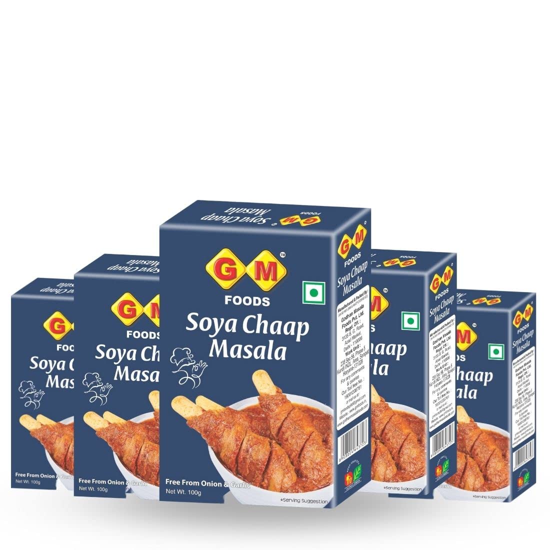 GM Foods Soya Chaap Masala Powder 100 Gram (Pack of 5) | Authentic Indian Flavor | Spicy & Aromatic Blend | Ideal for Gravy & Tandoori Chaap Recipes | Aromatic &Flavourful | No Preservatives