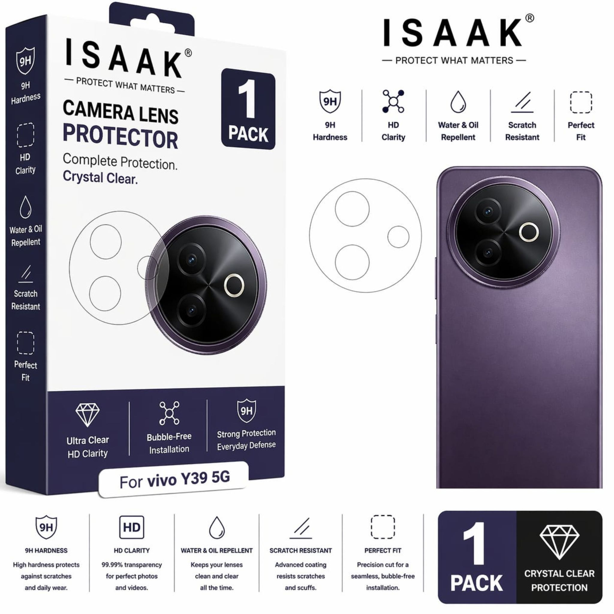 ISAAK Back Camera Lens Protector compatible for Vivo Y39 5G (Pack of 1)