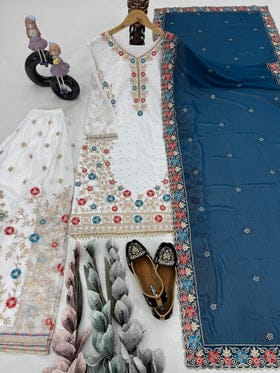Beautiful Top Plazzo And Dupatta With Stone Hand Work