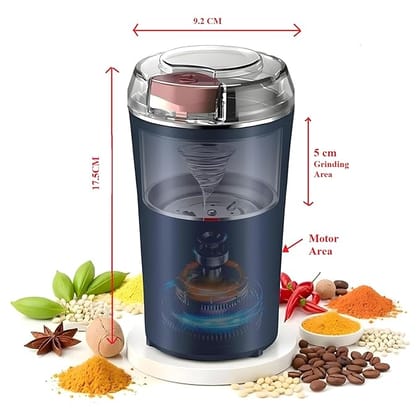 Electric Spice & Coffee Bean Grinder Stainless Steel 4-Blade Bean Grinder with Push-Button Control, Durable Mixer for Dry Masala & Herbs (Random Color)
