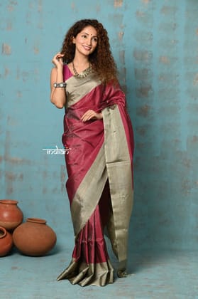 Anokhi ~ Handloom Pure Soft Silk Saree with Designer Pallu ~ Wine Maroon (Limited Edition)