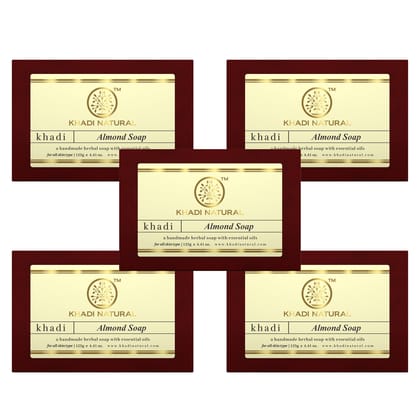 Khadi Natural Almond Soap Combo Pack Of 5 – 125gm Each Khadi Natural Almond Soap Combo Pack Of 5 – 125gm Each
