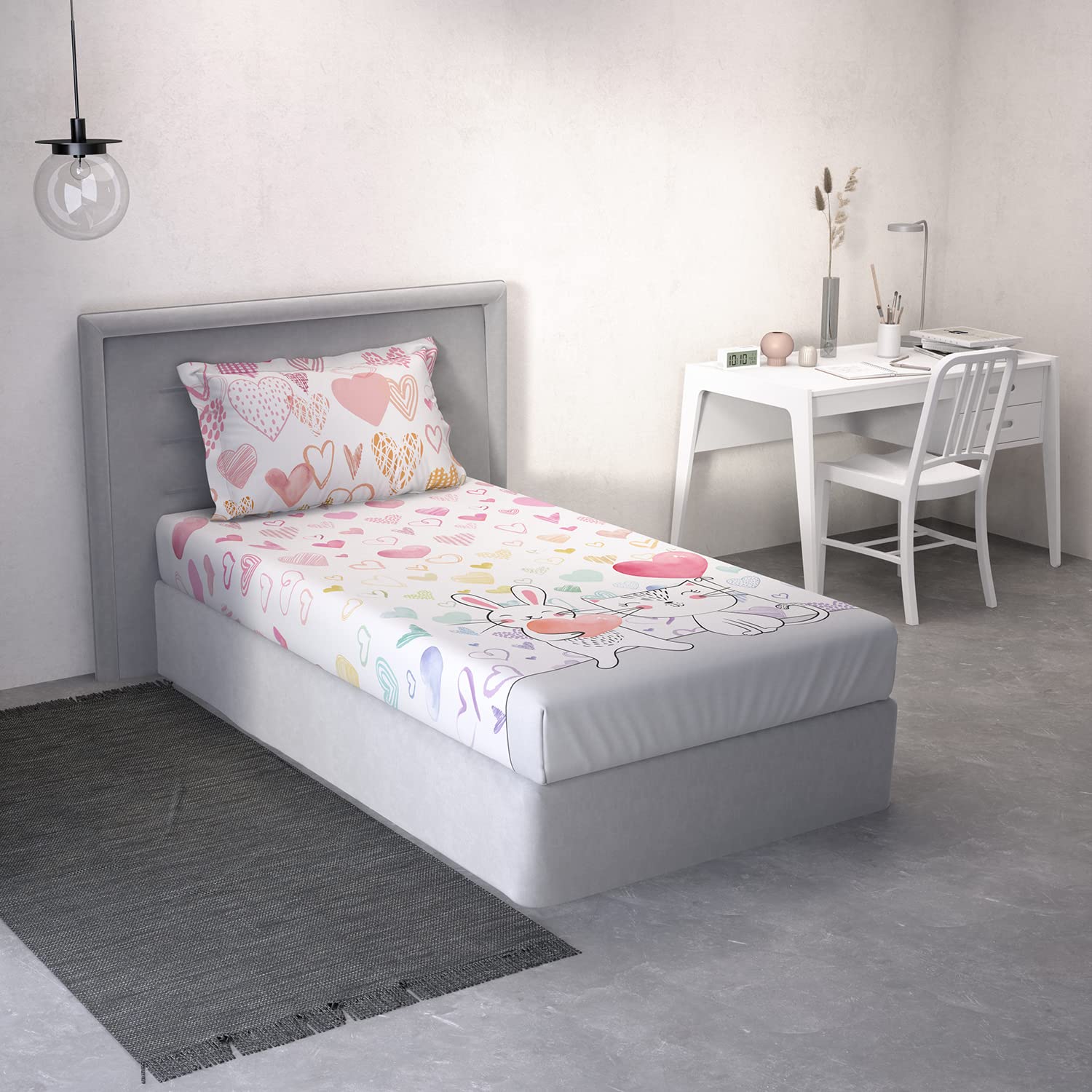 DDECOR - Little Brats Collection 100% Cotton Conversational Pattern 136TC Single Bedsheet|152 CM X 224 CM| - Pink