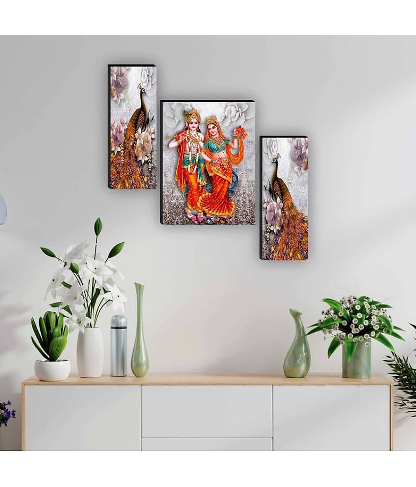 Saf radha krishna with couple peacock modern art MDF Painting Without Frame