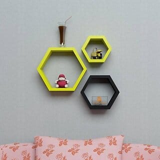 Onlinecraft Wooden Wall Decor Wooden Wall Shelf (Number Of Shelves - 3, Multicolor)