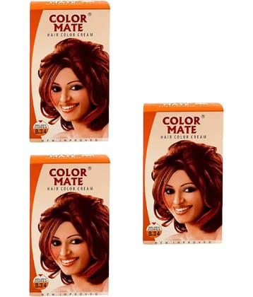 Color Mate Hair Color Cream Golden Copper_130Ml (Pack of 3)