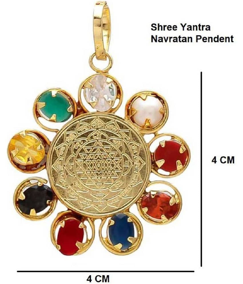 PAYSTORE SHREE YANTRA NAVRATNA PENDANT Strong Pendant Shree Yantra Nav Ratna Navratana Energized Navratna PENDANT
