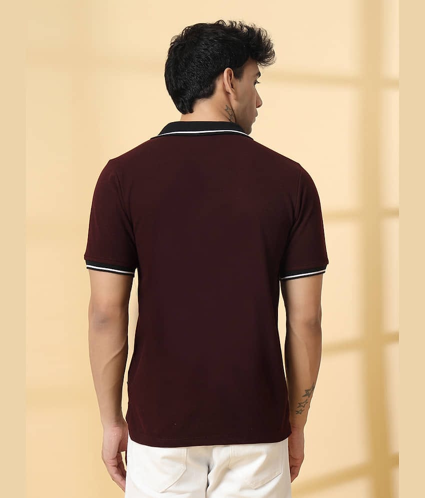 Rigo Men Cotton Regular Fit Solid Polo T Shirt ( Maroon )