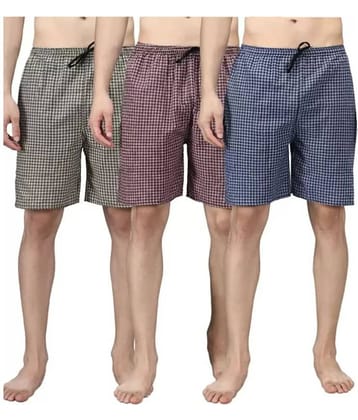 Paryag Pack of 3 Cotton Blend Boxers For Men's ( Multicolor )