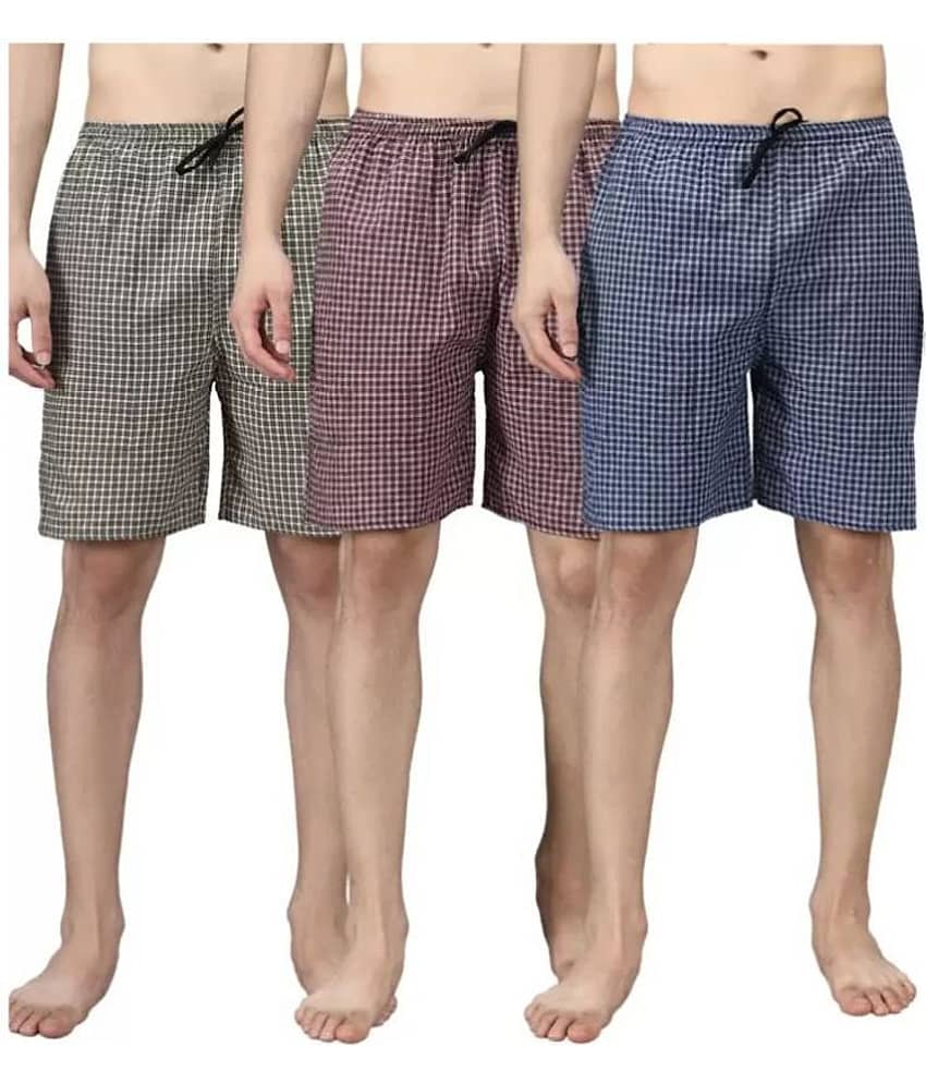 Paryag Pack of 3 Cotton Blend Boxers For Men's ( Multicolor )