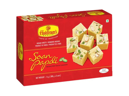 Haldiram's Soan Papdi (Elaichi Flavour) Packed Sweets - 1 Kg - Pack of 2 Haldiram's Soan Papdi (Elaichi Flavour) Packed Sweets - 1 Kg - Pack of 2
