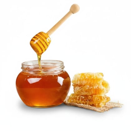 Natural Pure Honey with Wooden Dipper - 1 kg - One glass jar with wooden honey dipper