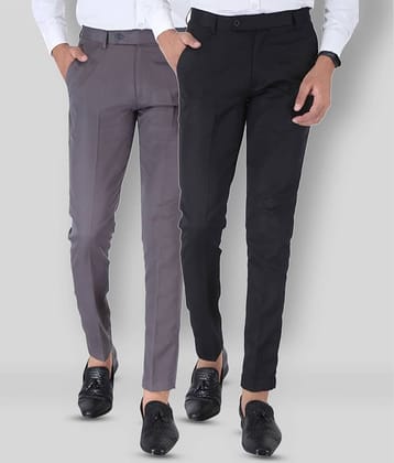SREY - Grey Polycotton Slim - Fit Men's Chinos ( Pack of 2 )