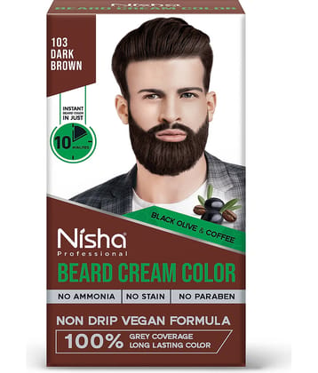 Nisha Beard Colour for Men Dark Brown 40g, Professional Beard Hair Colour, Ammonia Free Beard Cream Hair Color