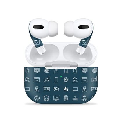 Airpods Pro Tech Icons Dark Blue Skin (only cover/ ) Airpods Pro Tech Icons Dark Blue Skin
