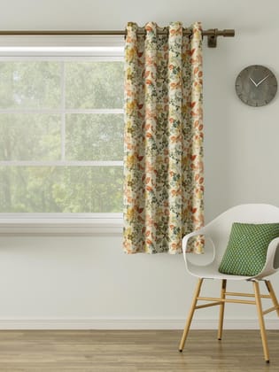 DDECOR - 100% PolyesterLeaves PatternWindow 5 Ft|135 CM X 160 CM| - Orange