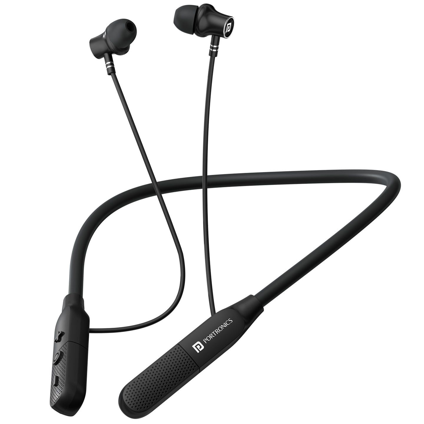 Portronics Harmonics Z13 Neckband, Upto 35 Hours Playtime, Bluetooth Version 6.0, HD Mic, Gaming Mode - Black