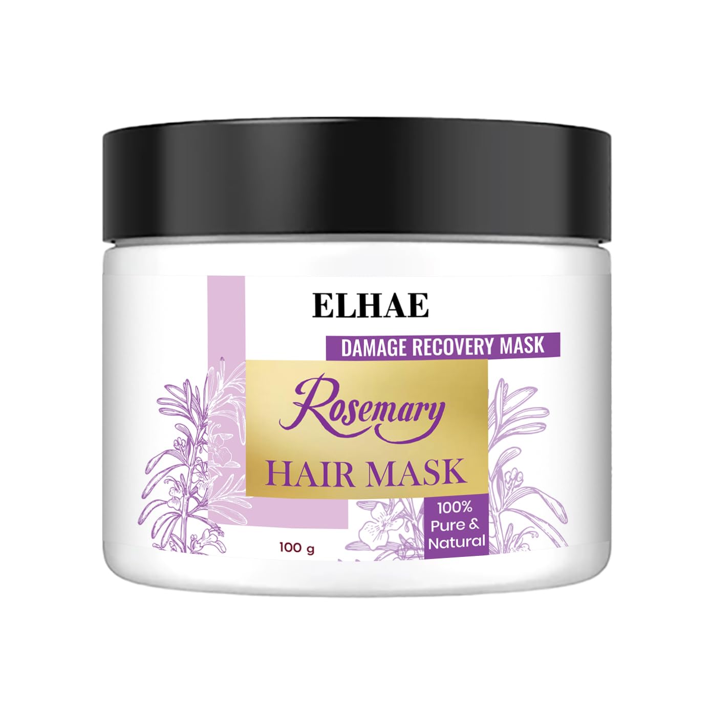 ELHAE Rosemary Hair Mask for Damage Recovery � Deep Conditioning & Nourishment for Healthier, Stronger Hair � 100% Pure & Natural, 100g