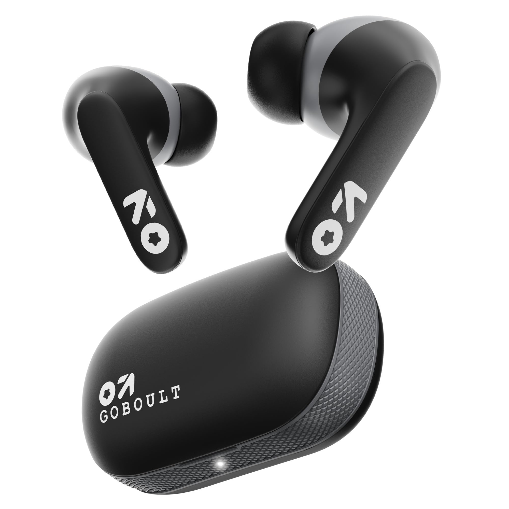 GOBOULT Z20 Made in India Bluetooth Ear Buds Wireless with 51H Playtime, Clear Calling ENC Mic, Low Latency Gaming, 10mm Drivers Earbuds Buds Bluetooth Wireless Earphones (Jet Black)