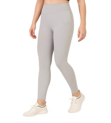 Womens Polyester Solid Ankle length High Waisted Tights Size S (Grey)