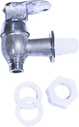 Hope Kart Plastic Tap for Matka Clay Copper Pot Wash Basin Bathroom Kitchen Sink Home Filter Water Dispenser PVC Touch On Type with Fixtures Fittings Set Pack of 1 (Plastic Steel Silver Type)