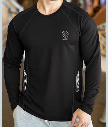AUSK Men Polyester Regular Fit Printed T-Shirt ( Black )