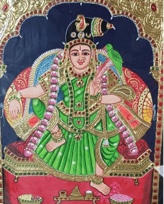 Sri Andal Tanjore painting By Authentic Handcrafting Method (Size 24x18)