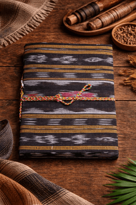 Bivabari Handmade Ikat Fabric Notebook | Black | 50 Pages | Hand-Made Paper, Traditional Craft | Journaling & Gifting Bivabari Handmade Ikat Fabric Notebook | Black | 50 Pages | Hand-Made Paper, Traditional Craft | Journaling & Gifting