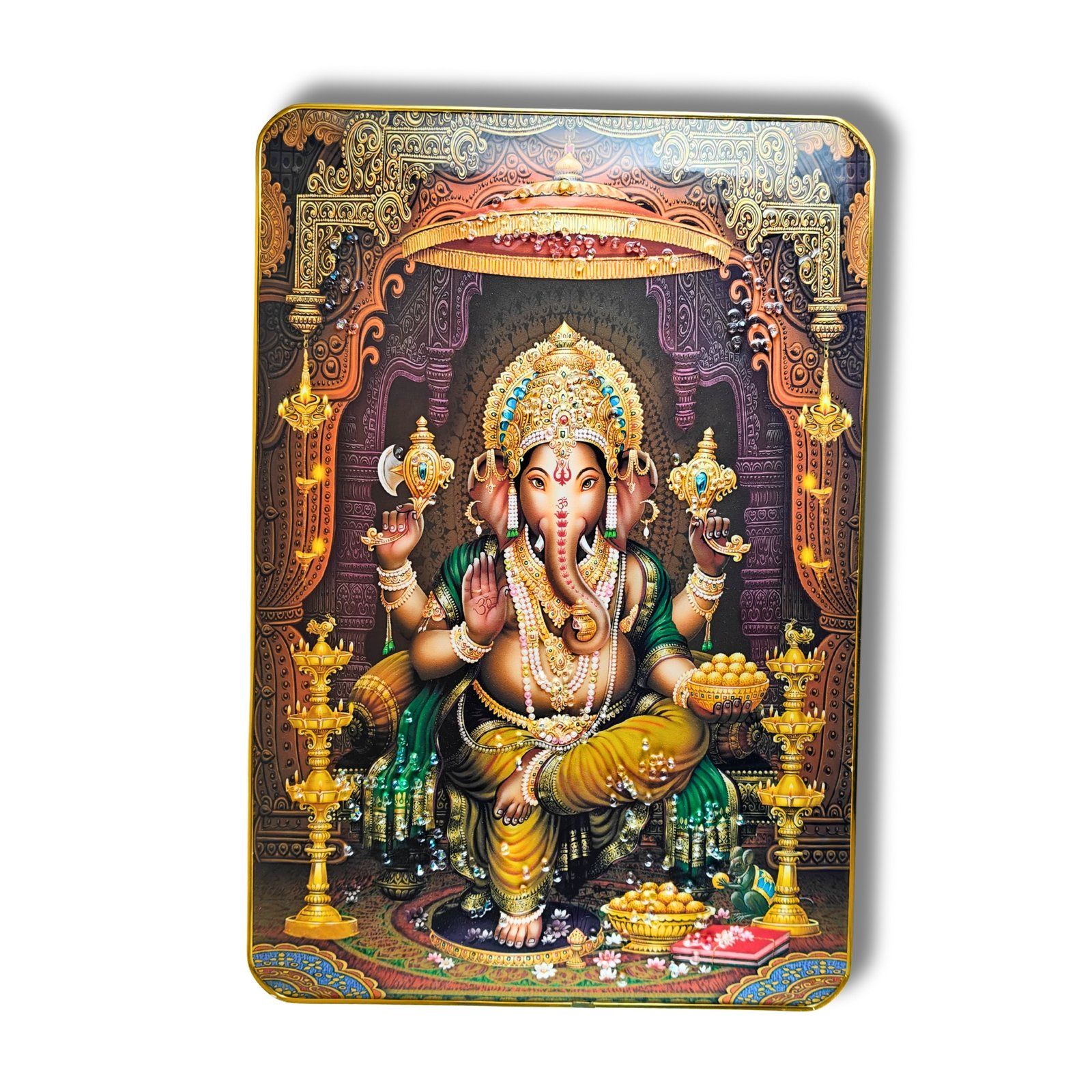 “Lord Ganesha Maharaja Wall Frame 12×18 in by Saadhya Decors – Don’t Buy Dull, Low-Detail Religious Prints! Choose This Majestic, Royal, Prosperity-Bringing Ganpati Art for Auspicious &amp; Luxury Home Décor.”