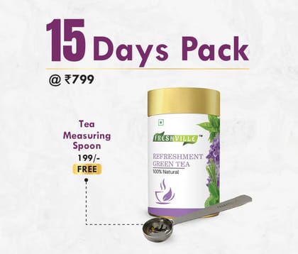 Freshville Refreshment Green Tea Peppermint Lemon Lemongrass Lavender 15 Day Pack 50g Tin