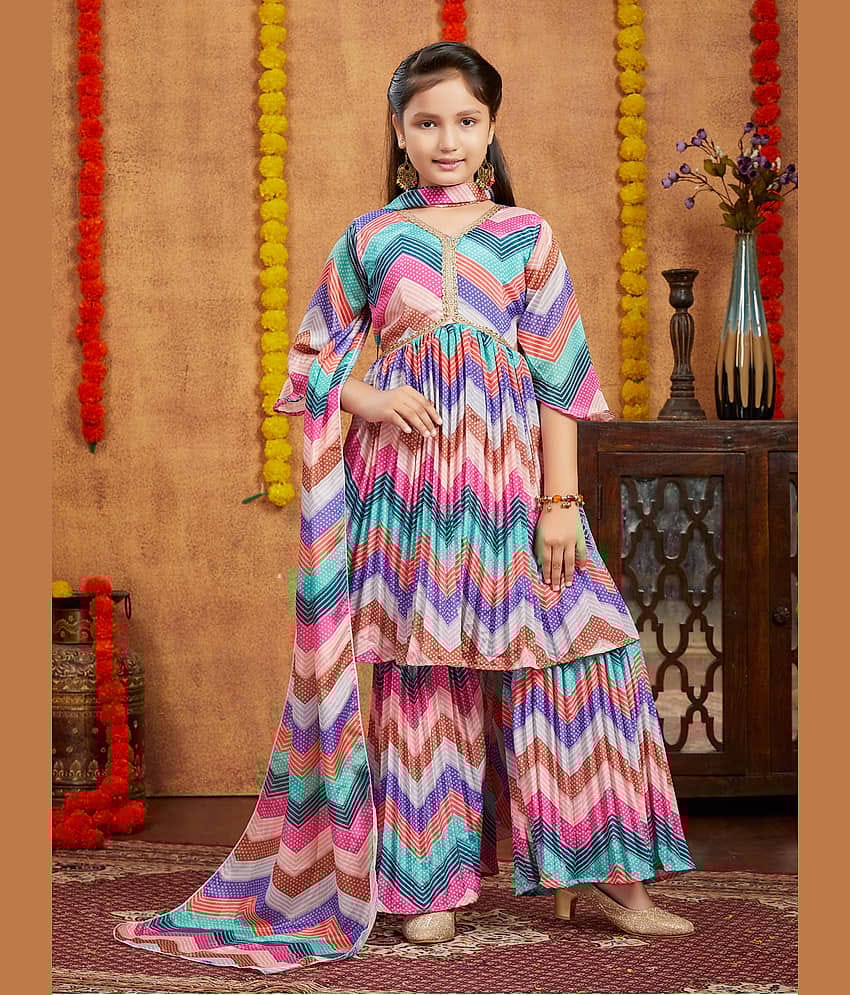 Aarika Girls Silk Kurta and Sharara Set ( Pack of 1 , Pink )