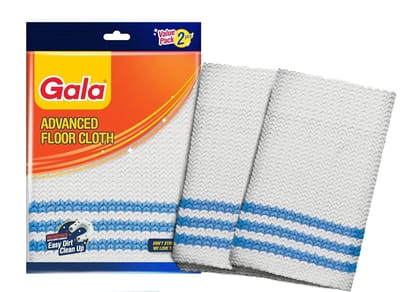 Gala Microfiber Advance Floor Cleaning Cloth(Pocha) for Mopping - White, Pack of 2