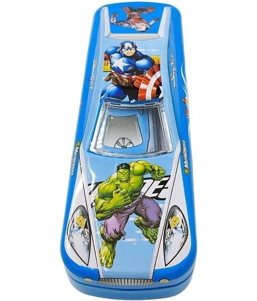 Eclet 1PC 2in1 Racing Car Pencil Box for Kids Metal Double Decker Car Shaped Pencil Case Stationery Organizer with Mini Pencil Box any random color and design will sent-a
