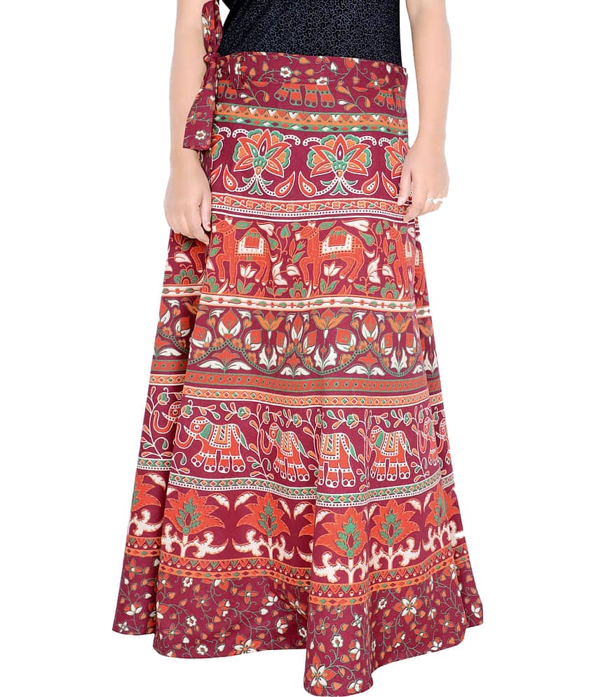 Sttoffa Cotton Wrap Skirt - Maroon