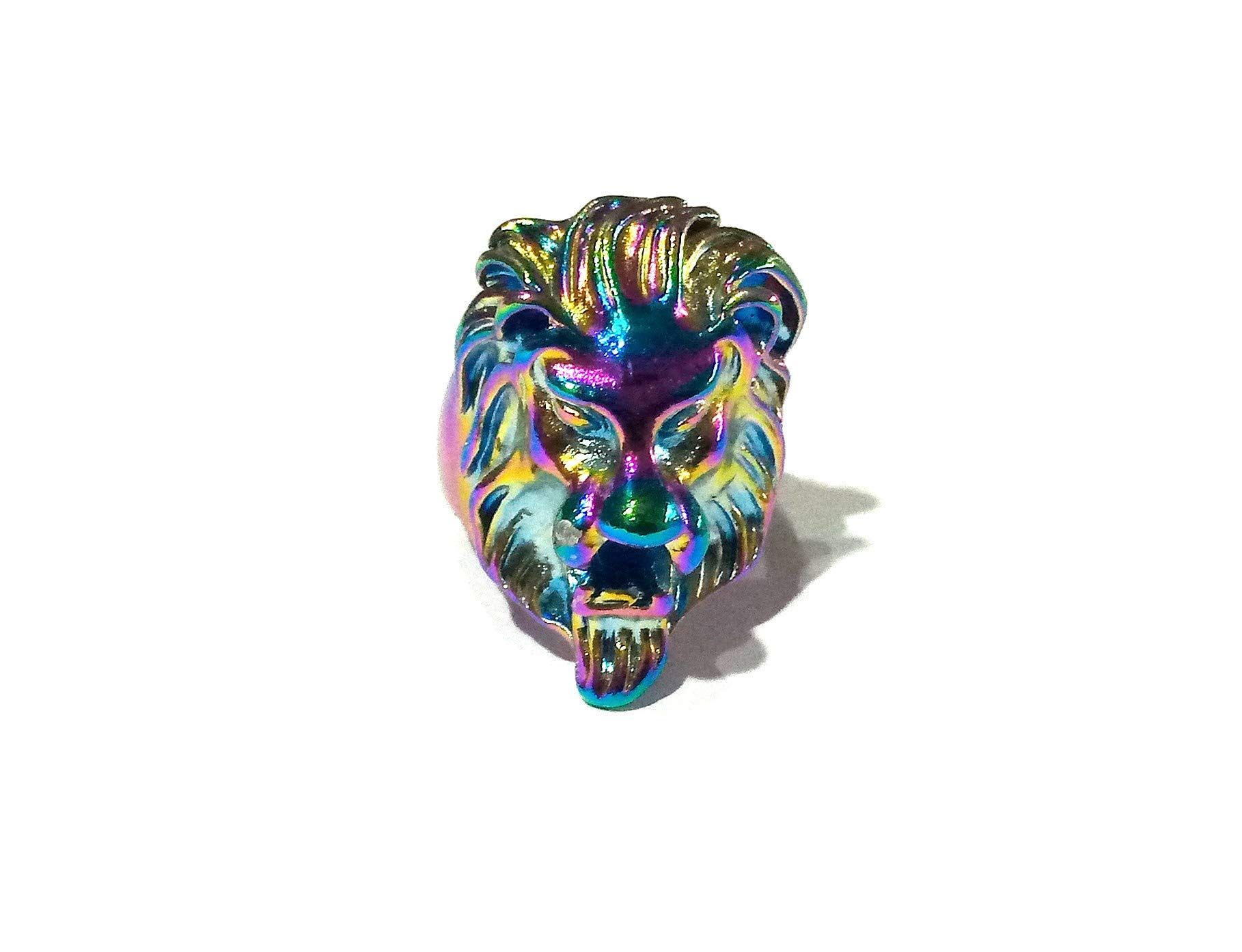 Nawani Lion Head Multicolour Unique Design Ring for Men (Free Size)