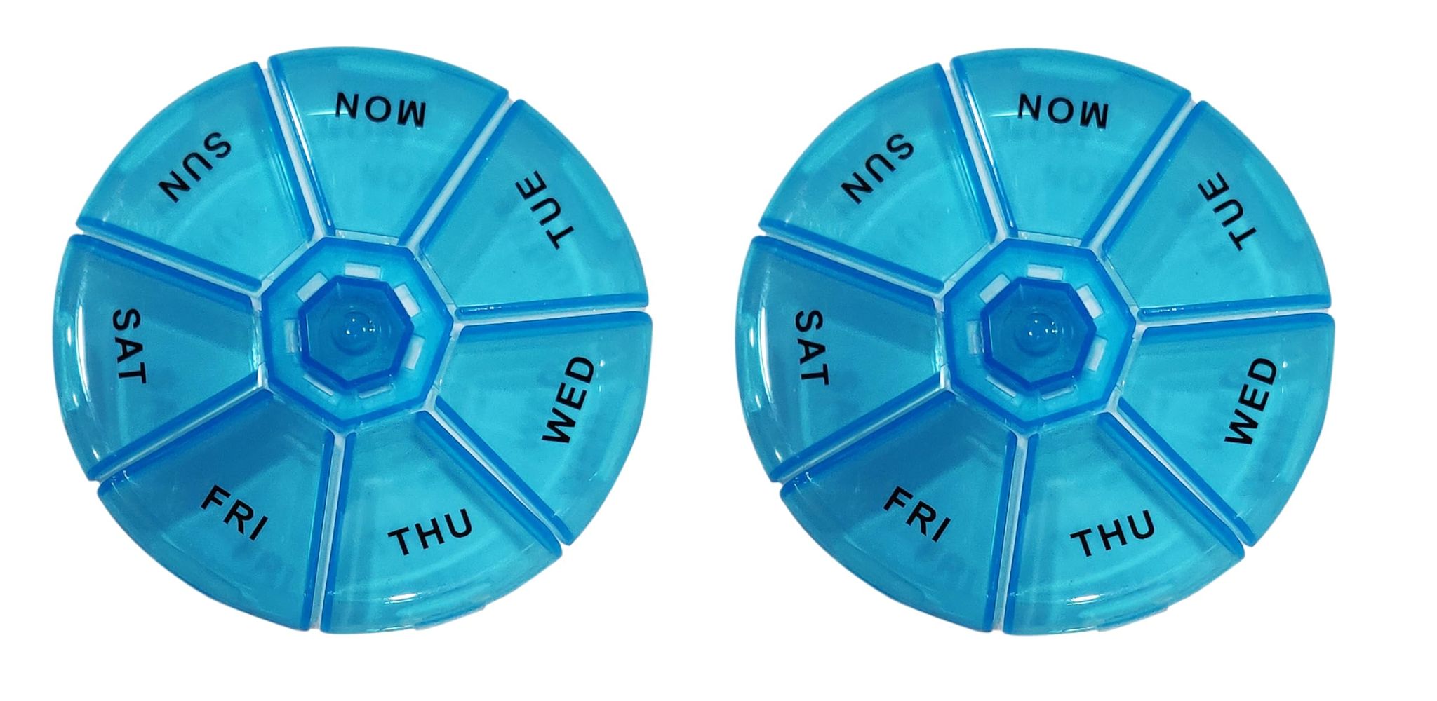 Aktive Life Round Portable Pill Medicine Organiser Reminder Storage Box for 7 Days - Pack of 2