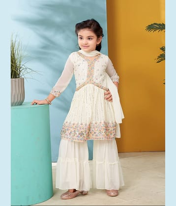 Aarika Girls Georgette Kurta and Sharara Set ( Pack of 1 , Cream )