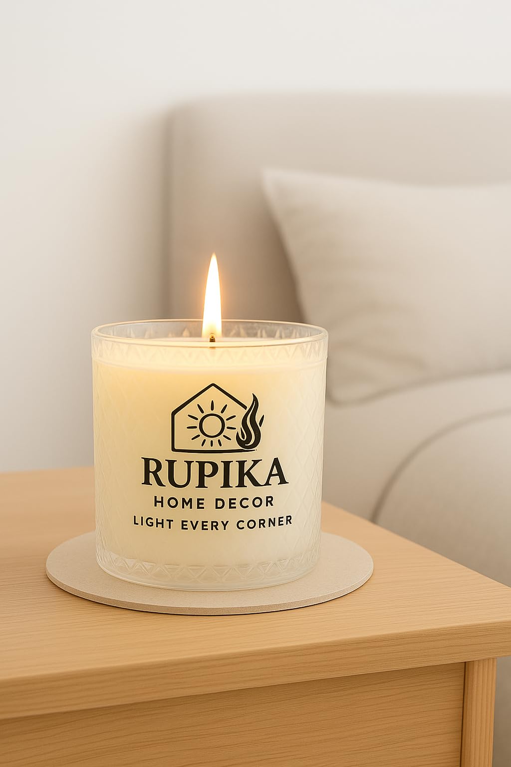 RUPIKA | Crystal Transparent Jar Soy Wax Candle | Mogra Fragrance | 24-Hour Long Burn Decorative Candle for Home D�cor & Gifting