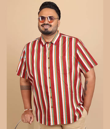 Highlander 100% Cotton Regular Fit Striped Half Sleeves Men's Casual Shirt - Maroon ( Pack of 1 )