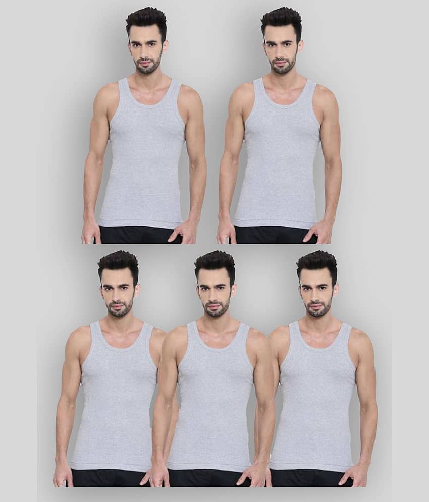 Dixcy Scott - Grey Cotton Men's Vest ( Pack of 5 )