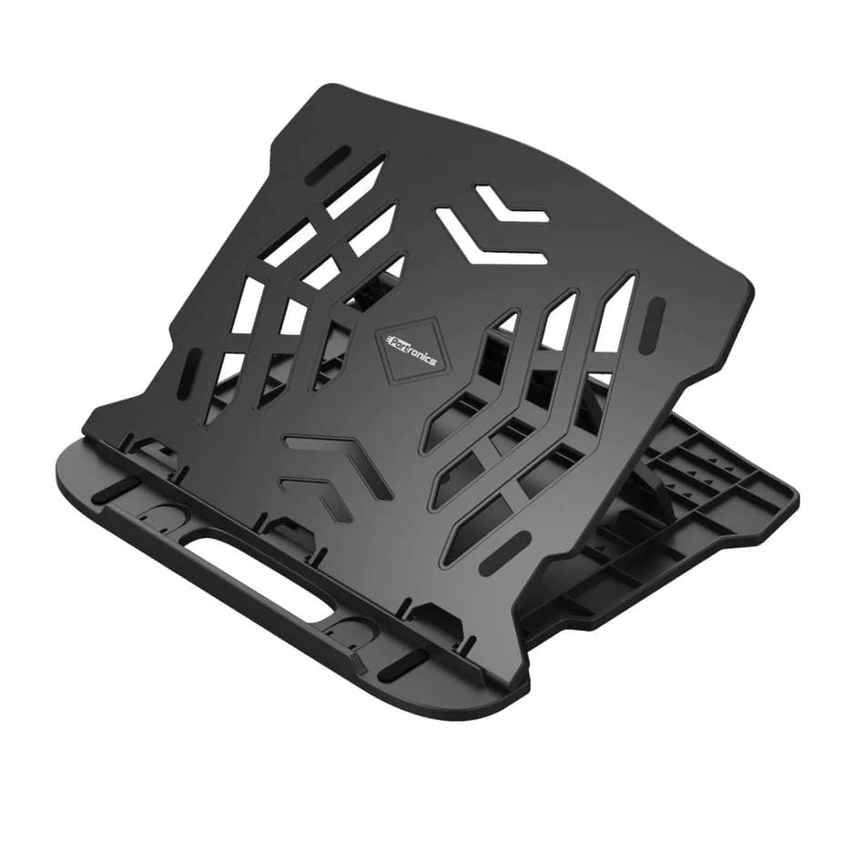 Portronics My Buddy Hexa 22 Adjustable Tabletop Laptop Stand with Mobile Holder Ventilated Portable Foldable Compatible for 15.6 inch Laptops MacBook Notebook with 360° Rotation Base (Black)