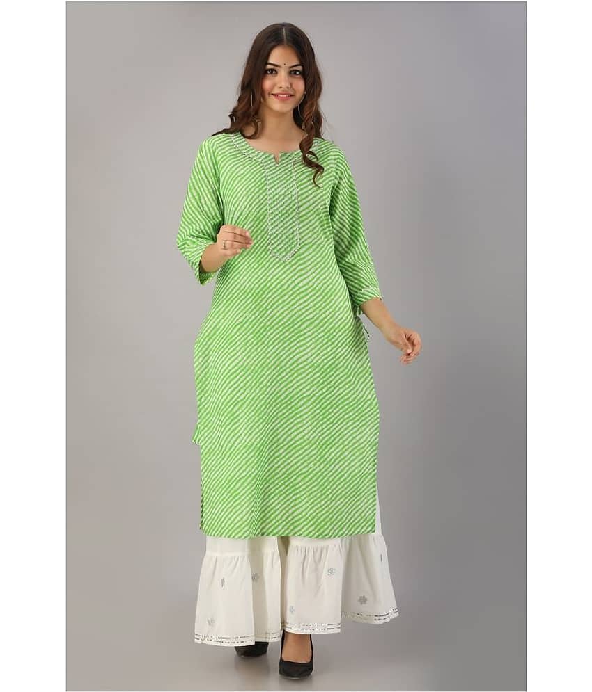 FABRR - Green Straight Cotton Women's Stitched Salwar Suit ( Pack of 1 )