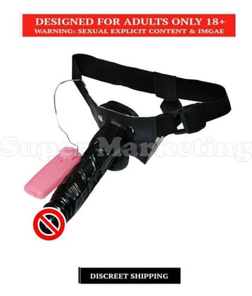 KAMAHOUSE Black Hollow StrapOn Dildo with Vibration Female Sex Toy by