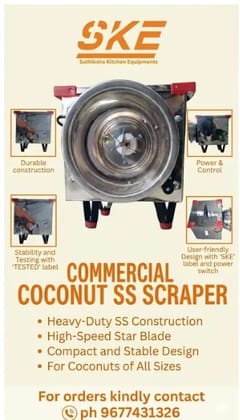 Commercial coconut scrapper