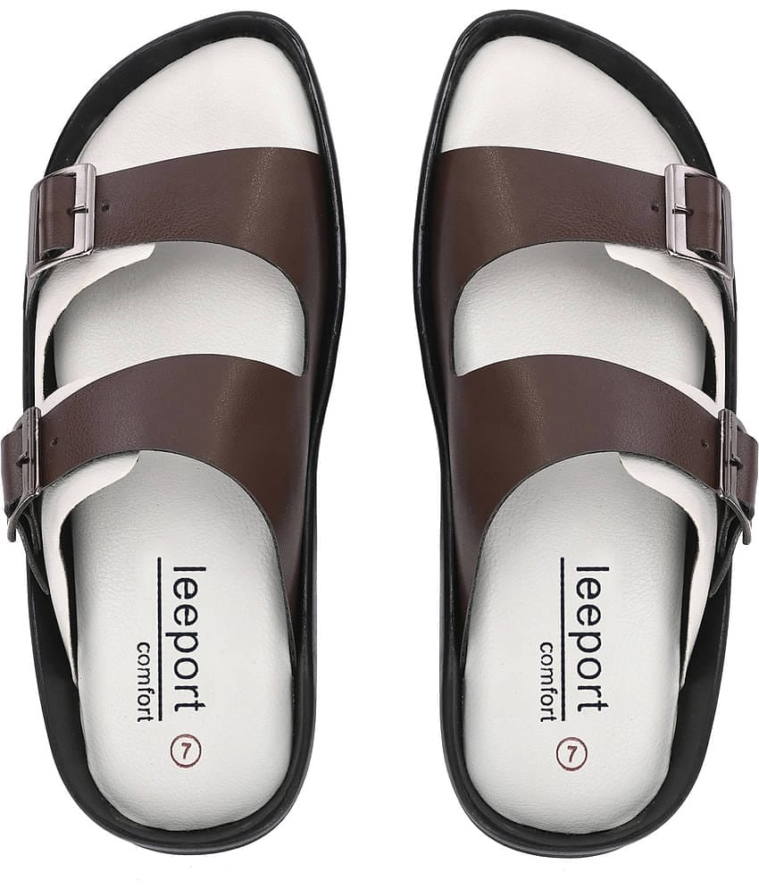 Leeport White Men's Leather Slipper