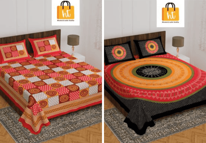 2201-Hometrade India- Standard Double Size (90*100 in )-Combo Double Bedsheet