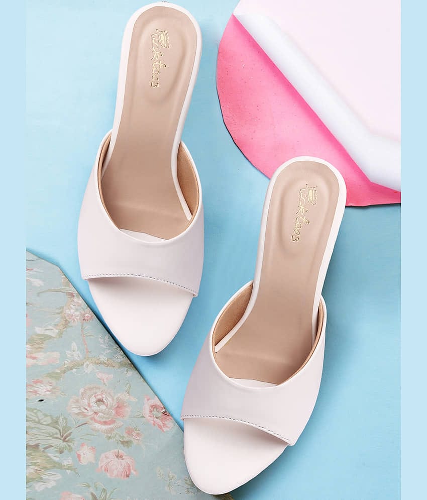 Picktoes White Women's Slip On Heels