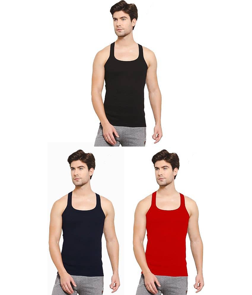 SPORTO Multicolor Cotton Men's Vest ( Pack of 3 )