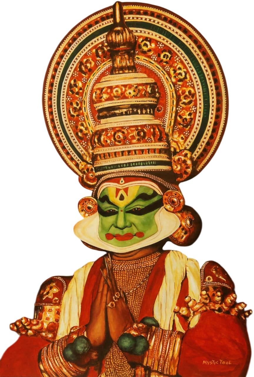 Traditional Kathakali Art Acrylic Painting on Canvas - 2x3 Feet, Vibrant Indian Classical Dance Performer Artwork, Ideal for Home Decor and Cultural Enthusiasts, Exquisite Gift for Art Lovers